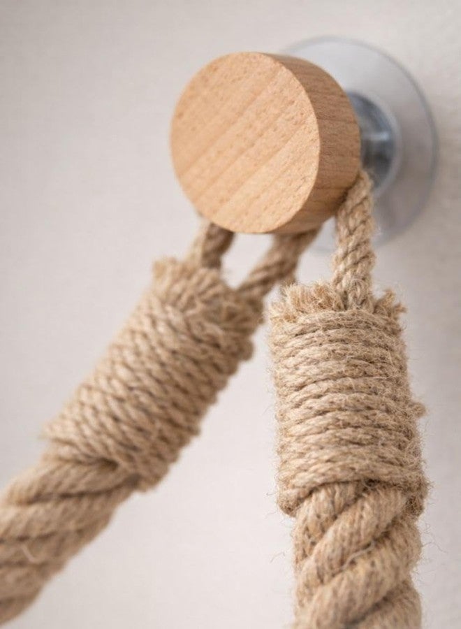 CHIBRO Toilet Roll Hanger for Bathroom | Wall Mounted Bamboo & Rope Tissue Holder | Eco-Friendly Rustic Roll Dispenser | Natural Look Toilet Paper Holder for Home Decor (Thick Rope) - Image 5